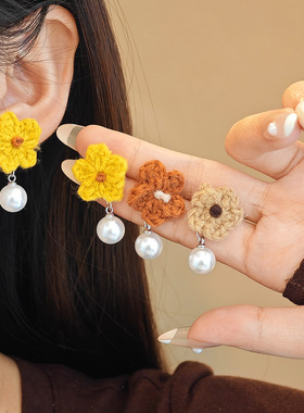 Silver Needle Plum Blossom Pearl Pendant Earnail Female 耳饰