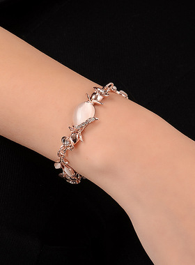 跨境饰品猫眼石树叶手链