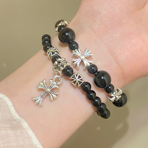 欧美猫眼石十字架串珠手链女手链