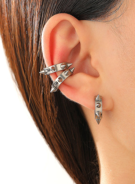Stainless steel pointy cone vintage stud earrings men 耳钉