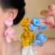 fabric vacation exaggerated Blue flower seaside ear studs