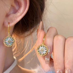 Flowers light luxury high sense fringe temperament earrings