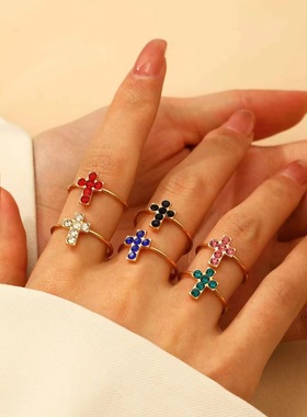 欧美新款简约十字架戒指