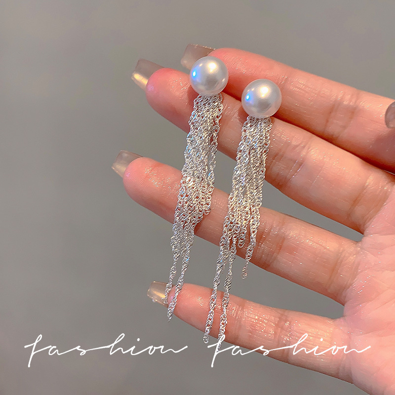 胖迪日韩Pearlfringeligh耳环