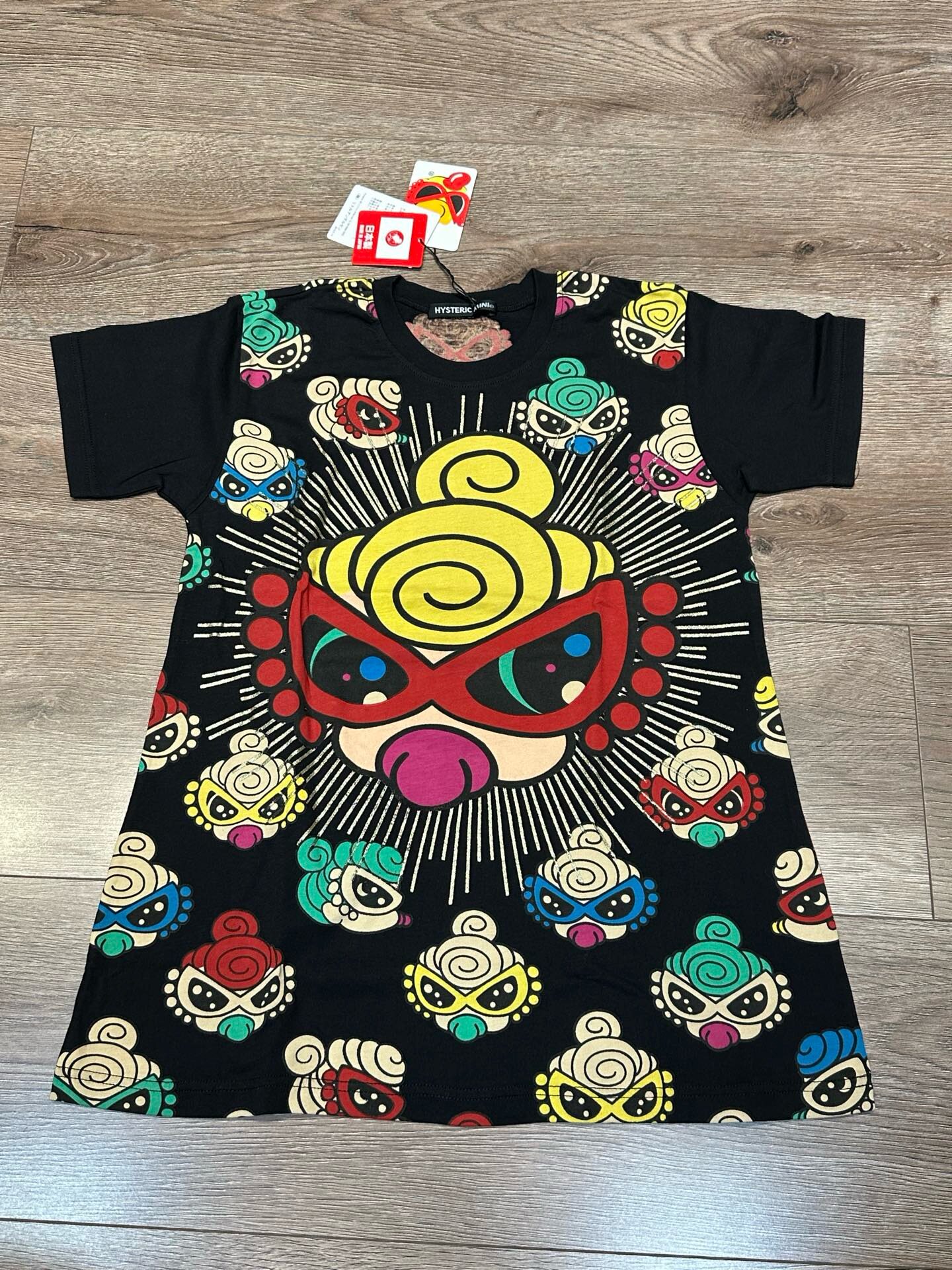 黑超Hysteric闪粉大脸娃娃T恤裙 满身彩色奶嘴头女童童夏款连衣裙