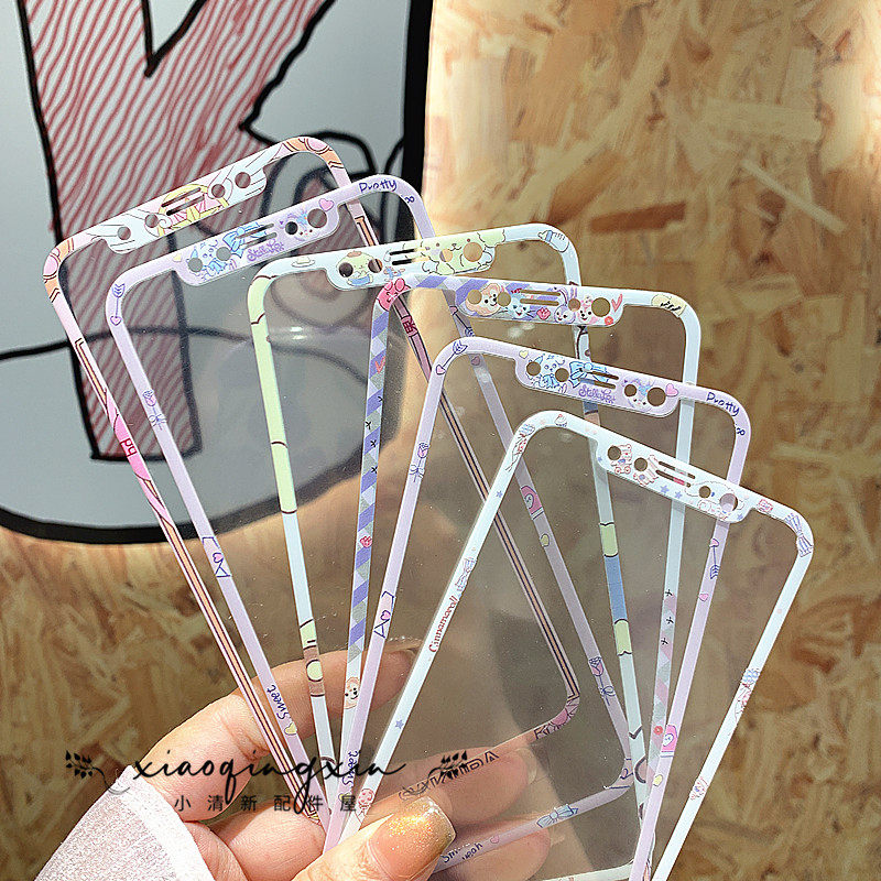 卡通小樱库洛牌适用苹果XR/XSmax可爱星黛露钢化玻璃膜iPhone11/12/13/14/15/16promax全屏