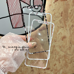 17promax黑白全屏手机彩膜凯蒂猫17 卡通碎花kitty适用苹果XR XSmax可爱钢化玻璃膜iPhone11