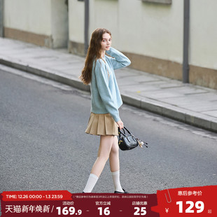 yoe2025年秋冬新款 毛衣女曼波风圆领字母绣花早秋韩系穿搭毛线衫