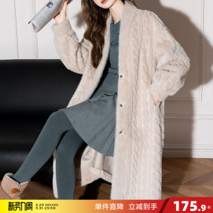 唐狮2026秋冬长款 气质上衣 保暖仿皮草外套麻花设计高级感时尚