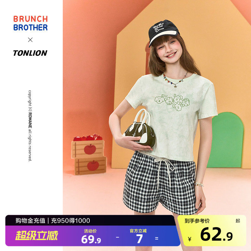 【Brunch Brother联名】唐狮短袖t恤女士2026夏季时尚休闲上衣 - 实物图
