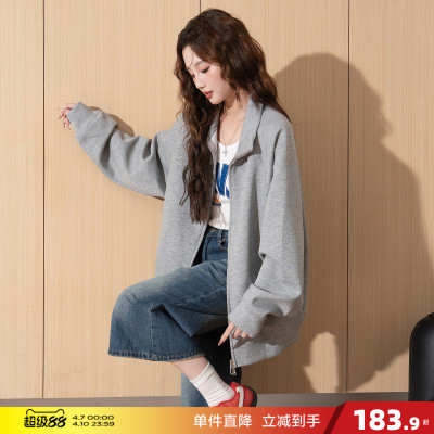 唐狮2026秋冬外套女士立领卫衣休闲上衣百搭高级感小个子上衣女