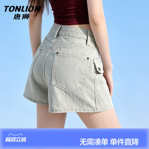 唐狮美式复古牛仔短裤女外穿夏
