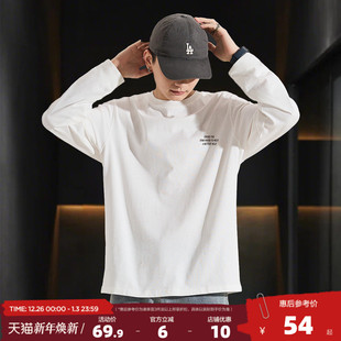 圆领左胸文字青少年运动宽松打底上衣 t恤长袖 唐狮2025春款 男式