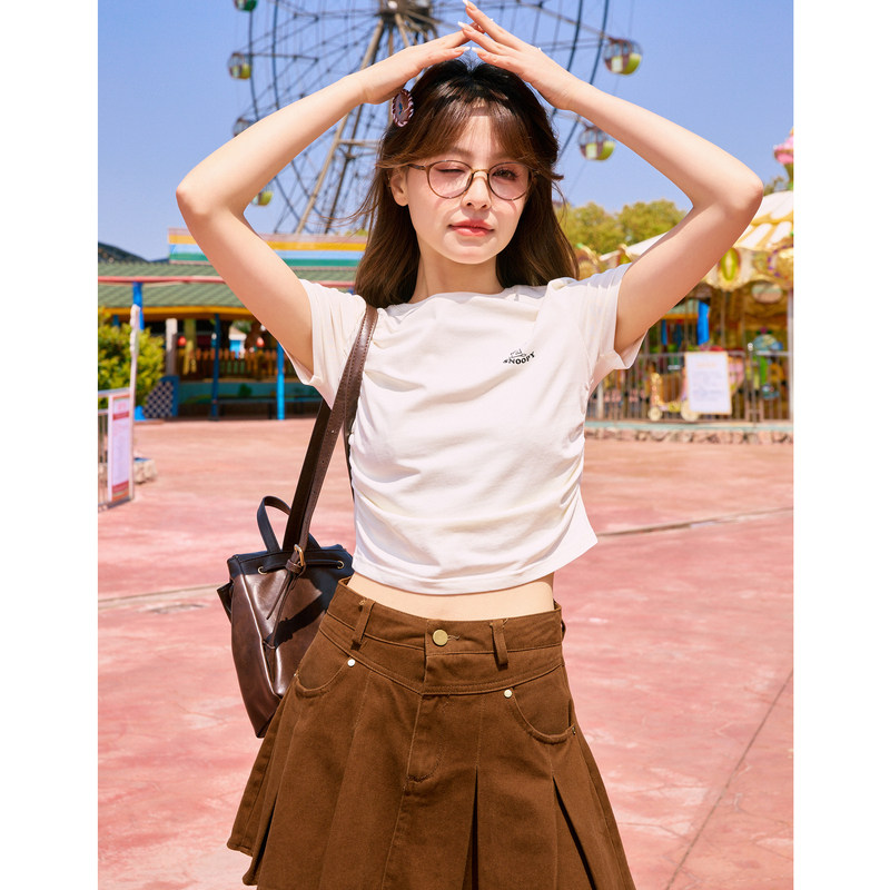 【史努比联名款】唐狮正肩短袖T恤女2024新款夏季短款上衣甜辣sz