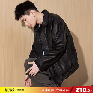 唐狮春新款皮衣男外套美式夹克宽松时尚机车风夹克男士外套