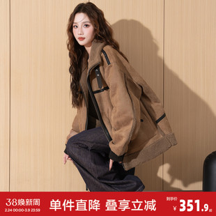 唐狮2026秋冬女立领麂皮绒双面穿短款外套高级感休闲时尚夹克女