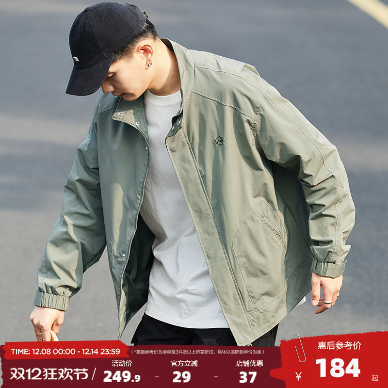 唐狮春秋季新款夹克外套男飞行夹克立领休闲宽松秋短款教练服潮流