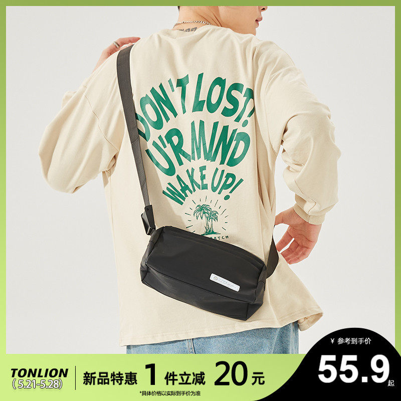 唐狮2022新款男斜挎包国潮单肩包运动腰包设计大容量包休闲小方包