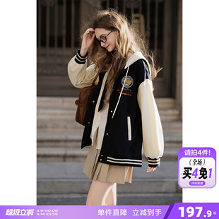 唐狮2026春季新款女外套时尚小个子女款开衫上衣学院风休闲连帽