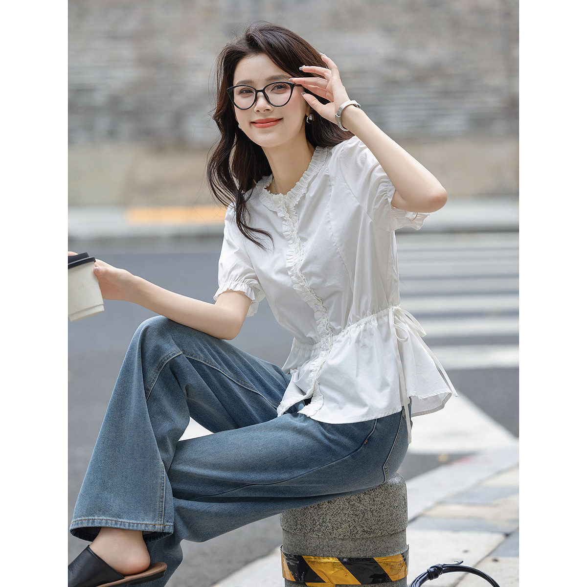 唐狮官方正品女2026新款旗舰女装店商场同款衬衫女短袖收腰衬衣夏