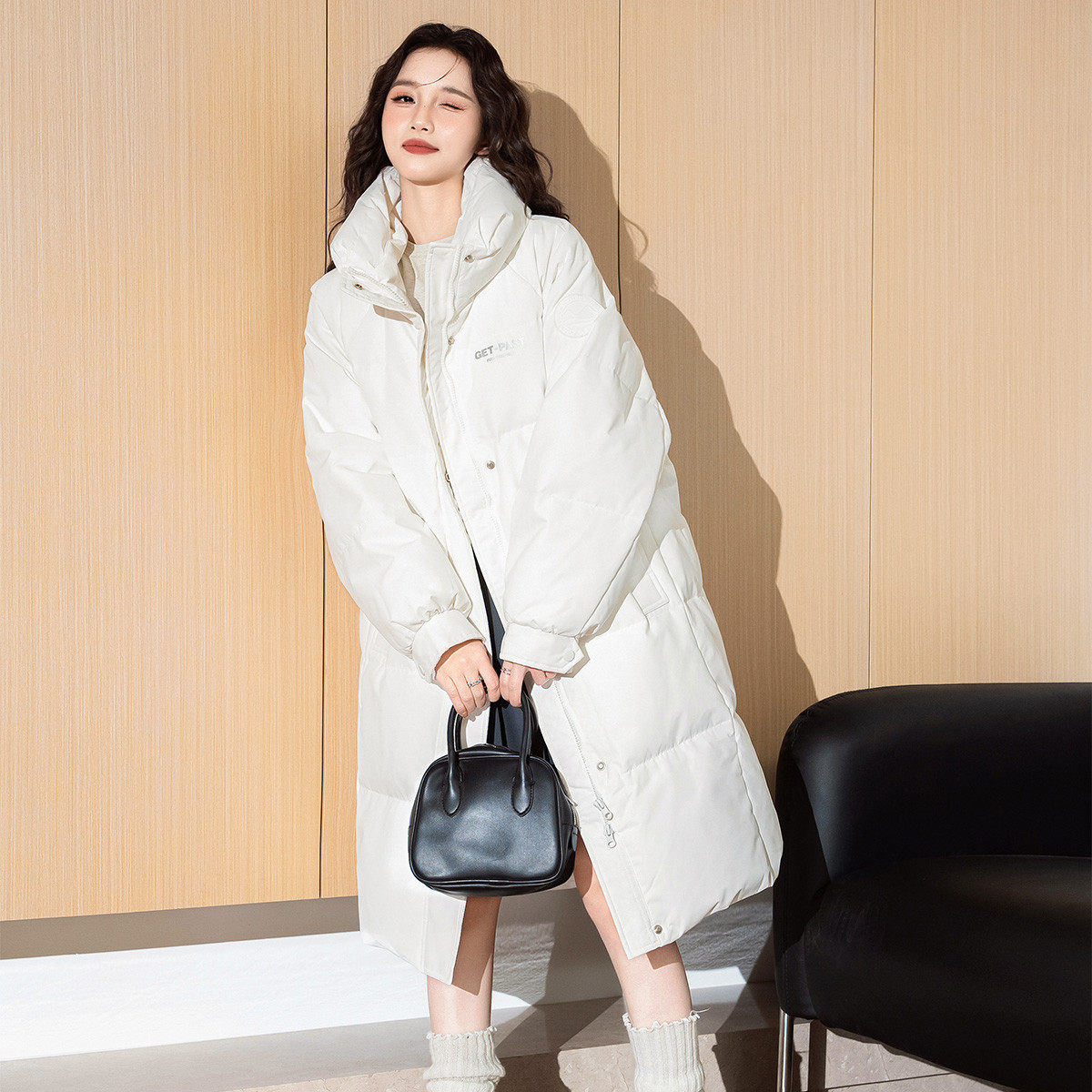 唐狮冬季新款女羽绒服中长款立领韩版潮酷加厚保暖上衣外套