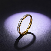 唐狮2026设计师款 金色长方形切面戒指女百福戒指小众简约时尚 指环