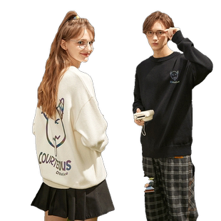 唐狮秋冬新款情侣毛衣男女装ins超火套头宽松毛线衣潮流外套