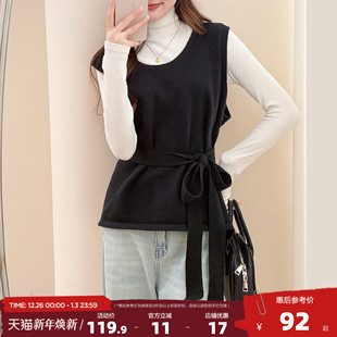 唐狮2025秋冬套毛线衫 马甲女春秋外穿高级感百搭毛衣气质风配腰带