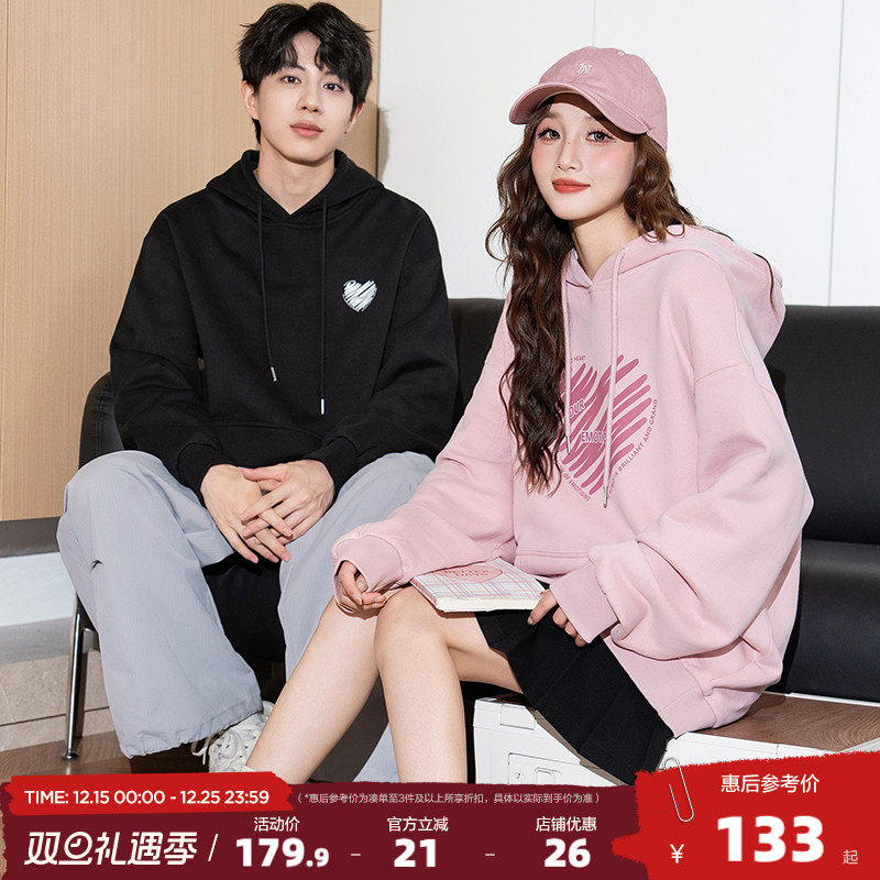 唐狮2025春秋季新款情侣卫衣男女加绒连帽衫情侣装青少年外套潮