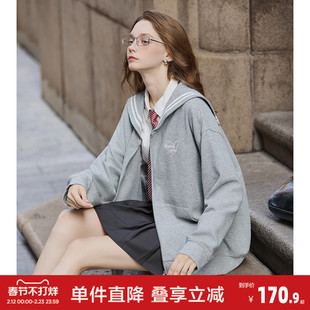 唐狮2026女外套短款春秋季海军领针织女百搭设计减龄学院风外套