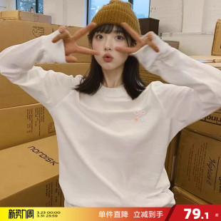 T恤女白色休闲宽松气质温柔早春韩系上衣 长袖 唐狮2026春季 新款