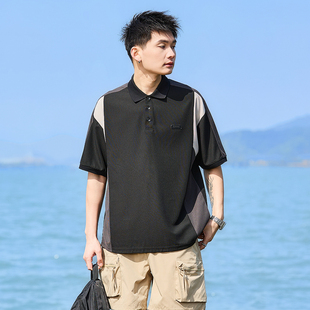 唐狮男士Polo衫2025夏季新款潮流撞色翻领宽松青少年短袖T恤上衣