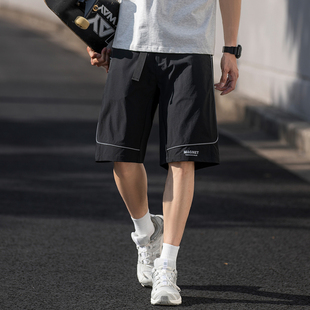 唐狮2025夏季新款休闲短裤男工装裤宽松灰色时尚薄款运动五分中裤