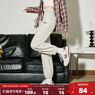 灰色加绒裤 唐狮运动裤 春秋新款 针织直筒束脚裤 子A 女宽松卫裤