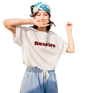 唐狮短袖T恤女2024夏季新款发泡印字母独特别致上衣内搭半袖体恤