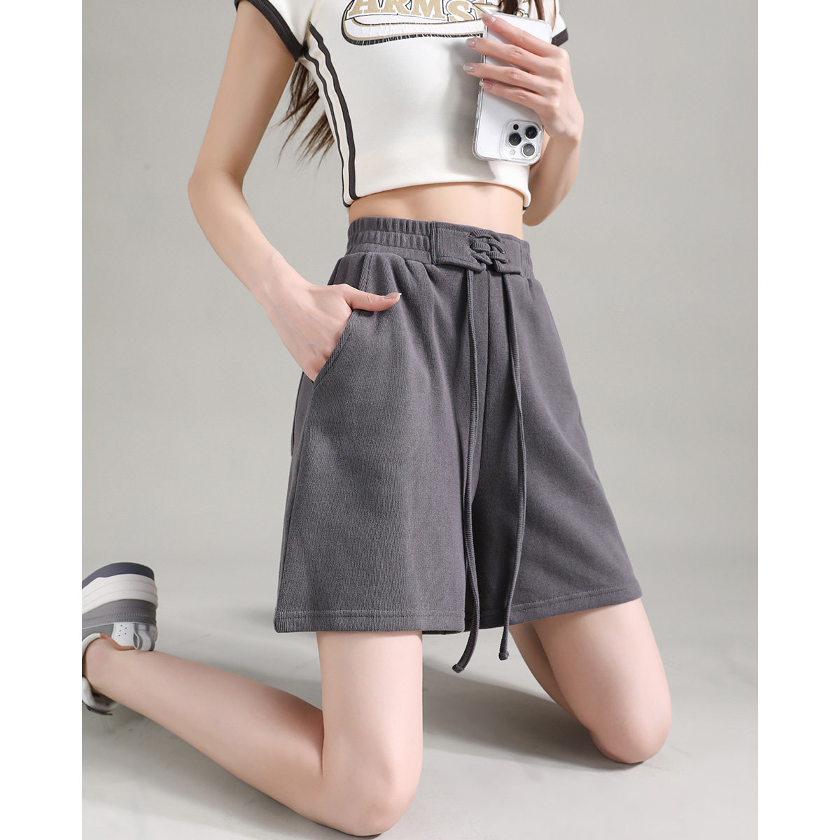 唐狮2024夏季新款运动短裤女精致绣花五分短裤休闲基础百搭裤子WP,女装/女士精品,休闲裤,淘宝优惠券,粉丝福利购,淘宝优惠卷