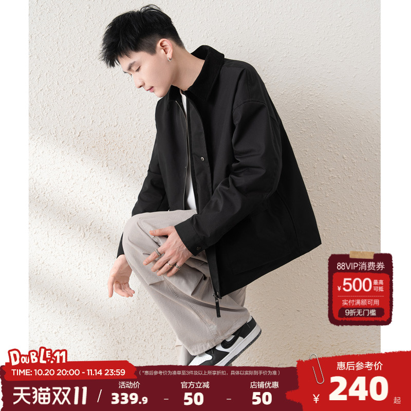 唐狮2025春秋季新款男外套翻领休闲外套短款拉链青年男士夹克时尚