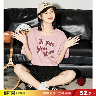 chic甜美设计感上衣女纯棉体恤 夏季 唐狮圆领短袖 T恤女新款