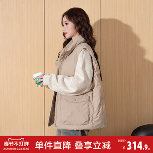 唐狮2026新款黑白色羽绒马甲背心女外穿冬季超好看立领羽绒服