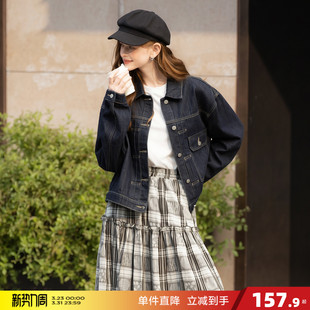 设计感好看牛仔宽松女装 牛仔外套女短款 翻领通勤 新款 唐狮2026春季