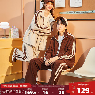 2025冬季 情侣装 新款 时尚 男女美拉德外套 休闲运动套装 唐狮情侣套装