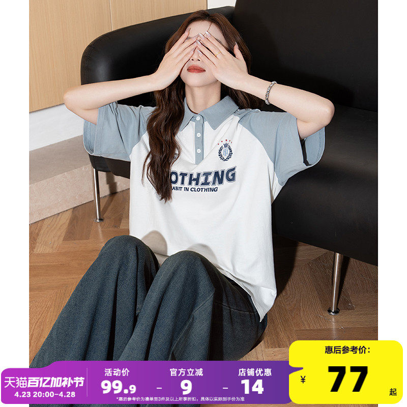 S ���� ��ʨ2025���¿�POLO��Ů��������ƴ��ײɫ����䷭��T��С����