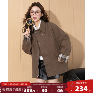 小个子风衣翻领夹克女装 唐狮25秋季 外套女生巴恩风高级感时尚