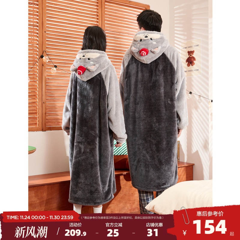 新款情侣家居服唐狮睡袍