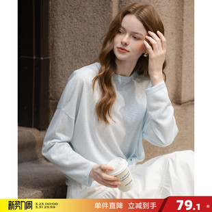 T恤女设计感气质时尚 长袖 宽松上衣白色别致慵懒 新款 唐狮2026春季