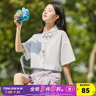 襯衣設(shè)計(jì)感寬松外套小眾上衣小衫 2023新款 女薄款 白色襯衫 夏季 短袖