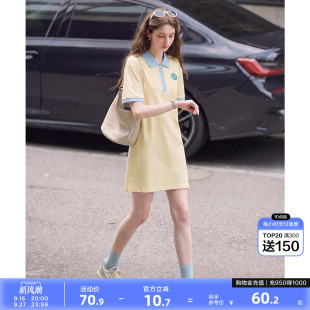 唐狮新款女连衣裙甜美气质polo领裙子高级小众宽松短裙减龄慵懒