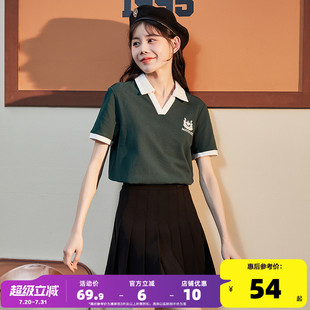 t恤减龄好看学院内搭打底上衣爆款 唐狮短袖 新款 polo衫 女春夏季