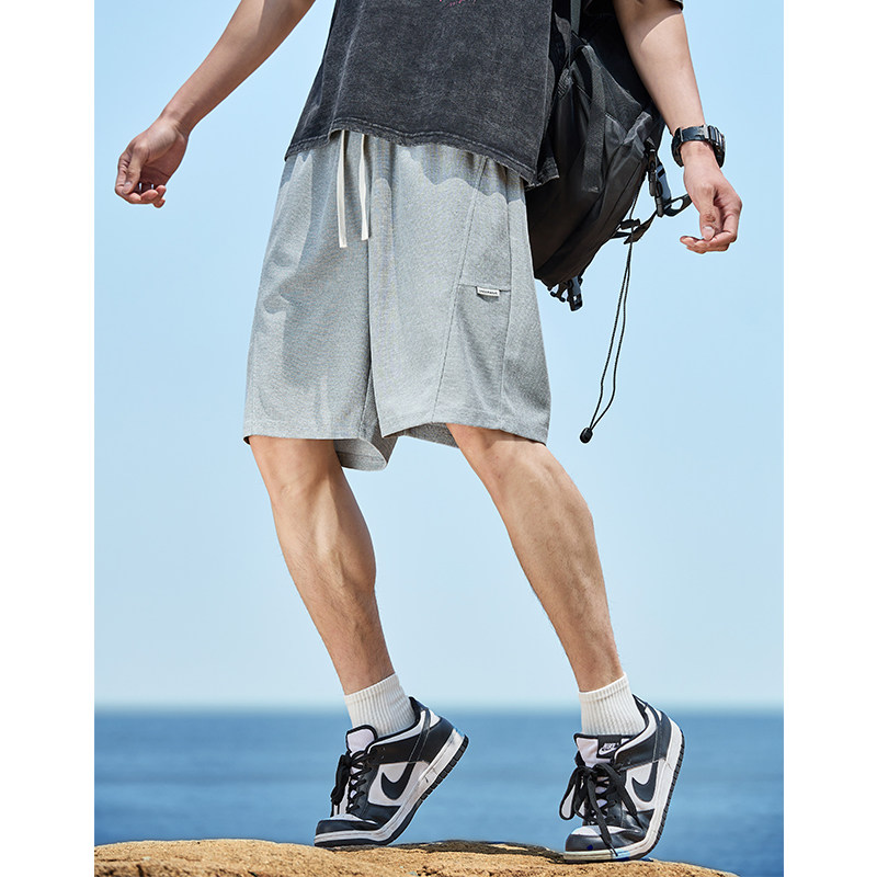 唐狮2024夏季新款休闲短裤男针织宽松运动抽绳薄款透气五分直筒裤