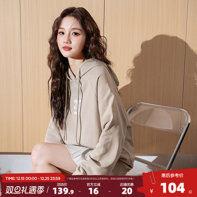 唐狮2025春秋季女连帽卫衣美式复古前胸哥特字母印花潮流百搭时尚